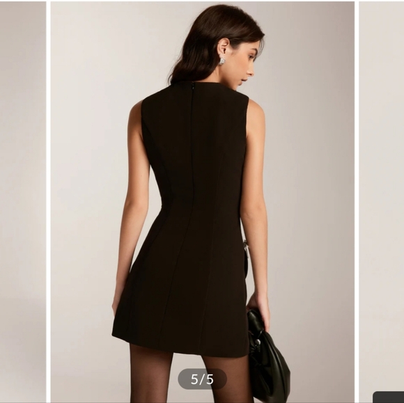 Commense Black Mini Dress with Rhinestone Bows - Picture 4 of 5